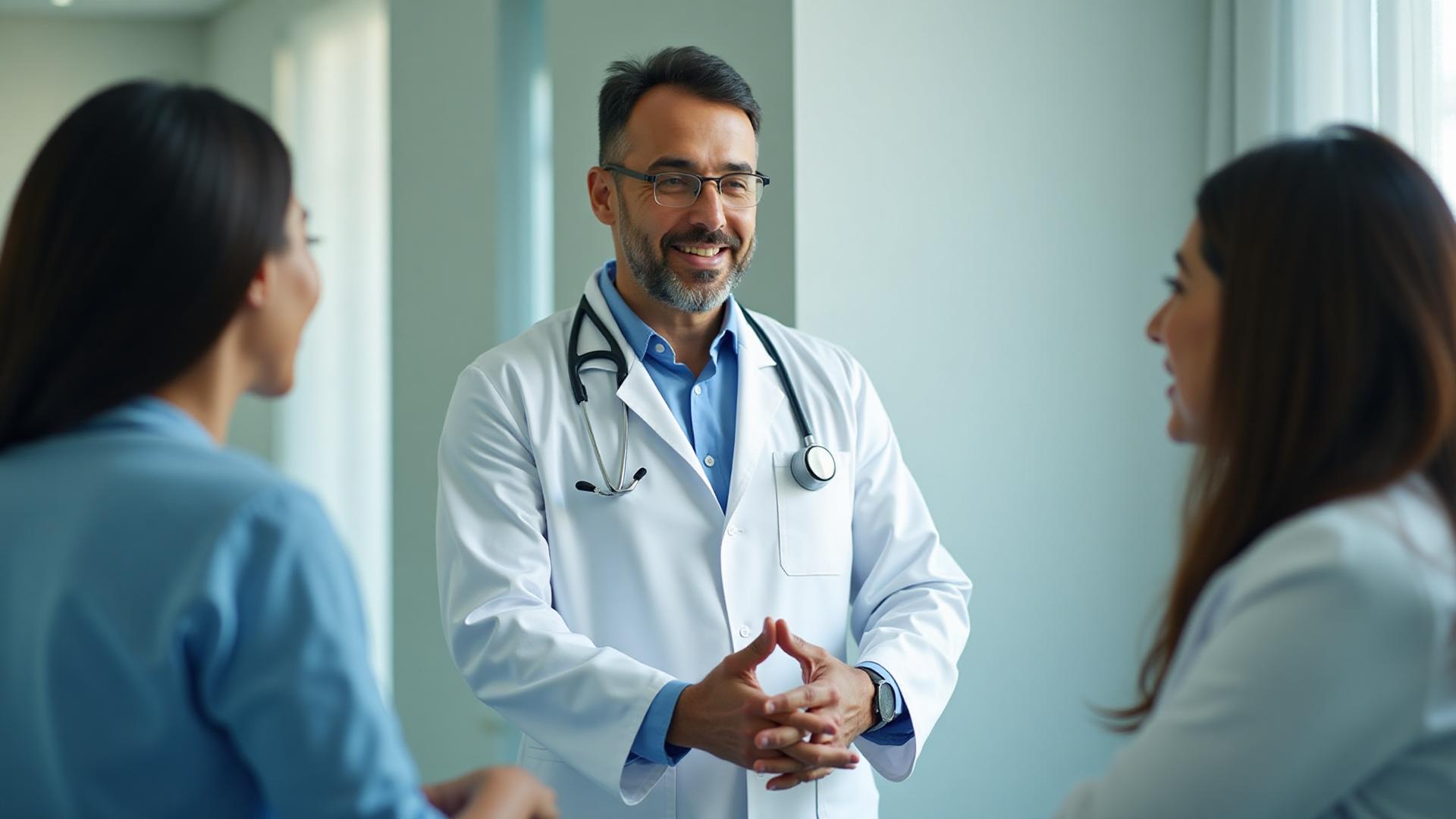 طبيب مصري يستشير مريض في عيادة حديثة